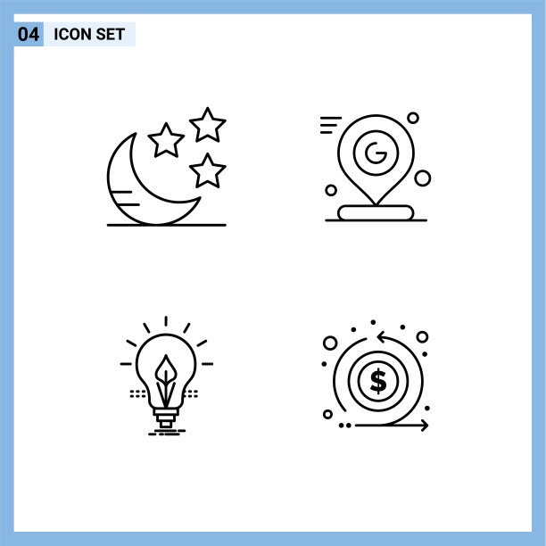 组4现代填充线平面颜色集图片下载