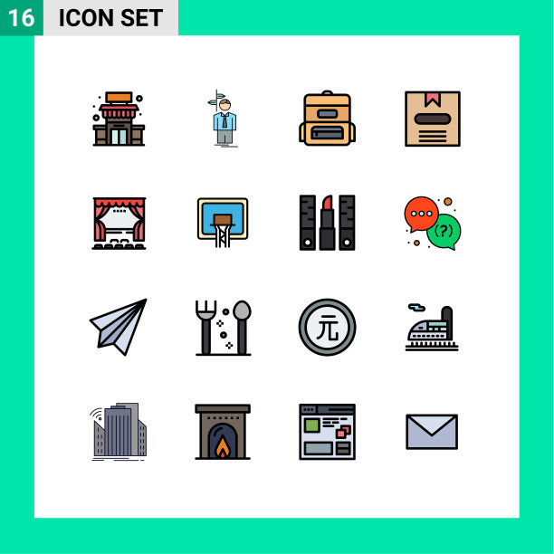 现代集16平色填充线条图片下载