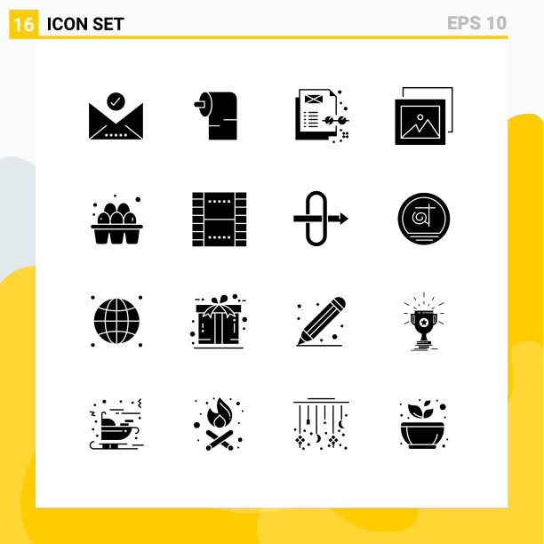 16组现代固体象形文字设置为基础图片下载