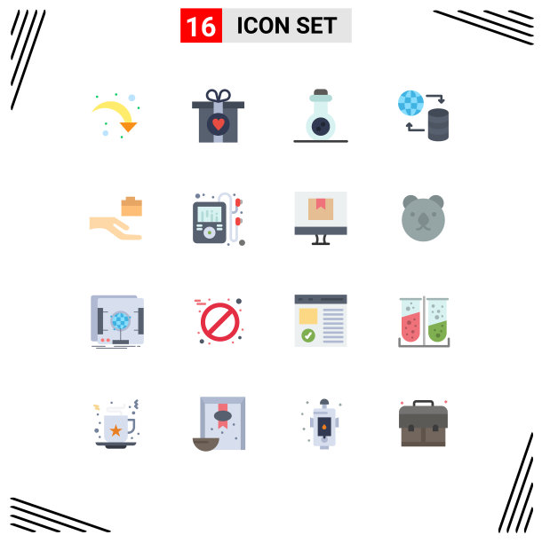 16个主题平色和可编辑的符号图片下载