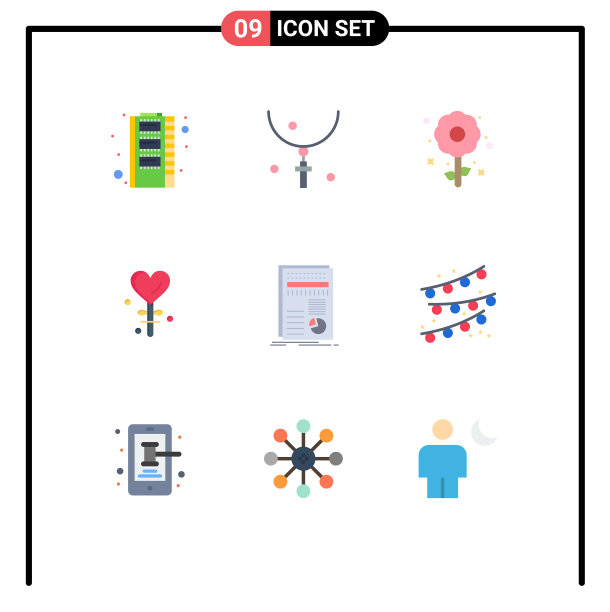 可编辑线包9个简单的平面颜色图片下载