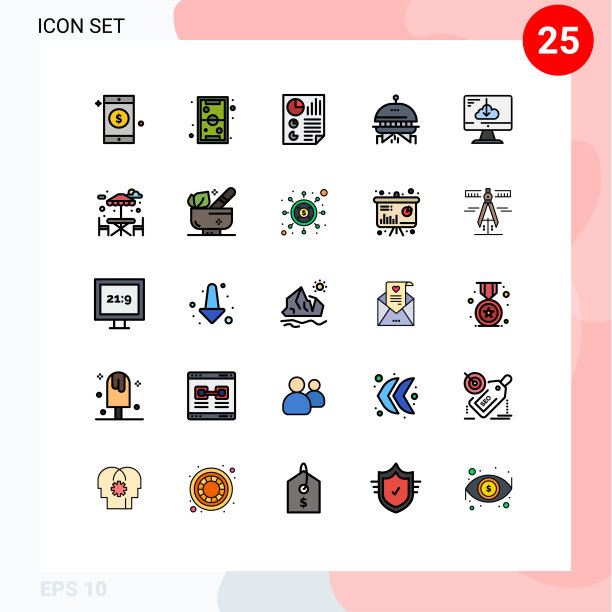 为卷筒纸设置25种通用填充线平面颜色图片下载