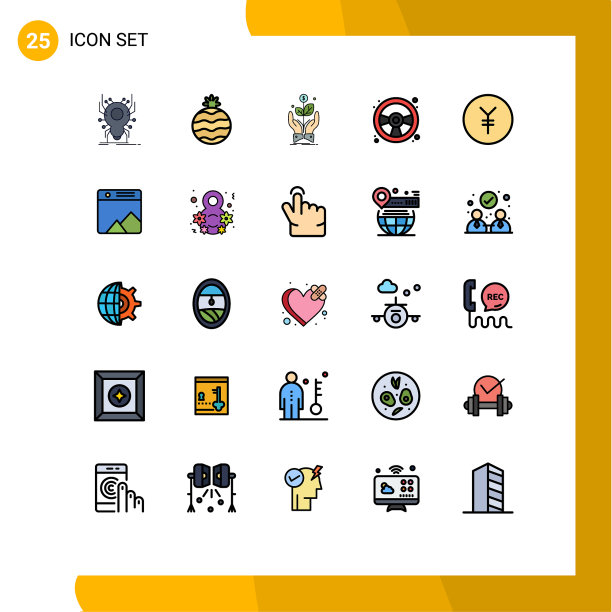 用户界面包25基本填充线平图片下载