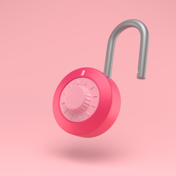 挂锁图标简单的3d插图在蜡笔抽象的背景。锁与组合。最小的概念。三维渲染图片下载