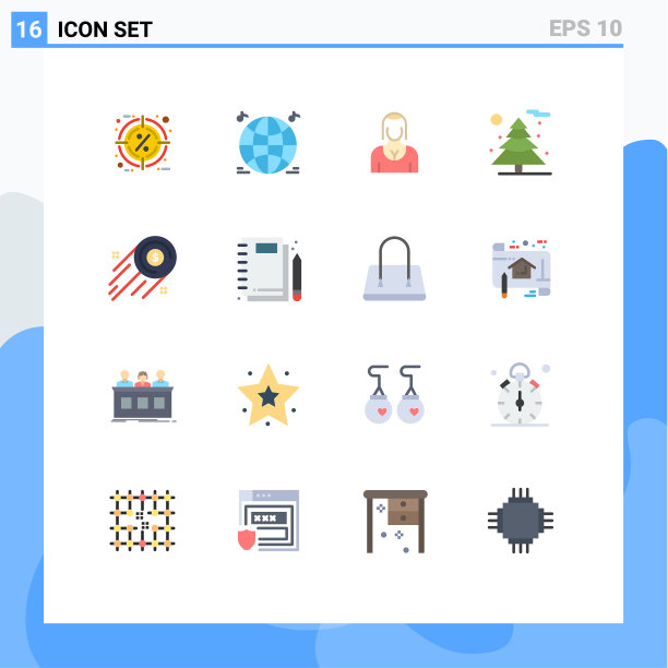 16用户界面平面彩色包装现代标识图片下载