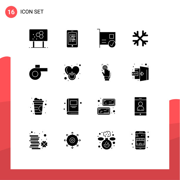 通用图标符号组16个现代立体图片下载