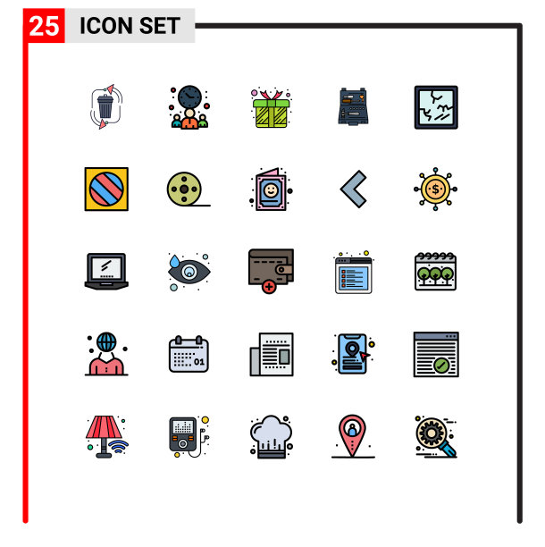 组25现代填充线平面颜色集图片下载