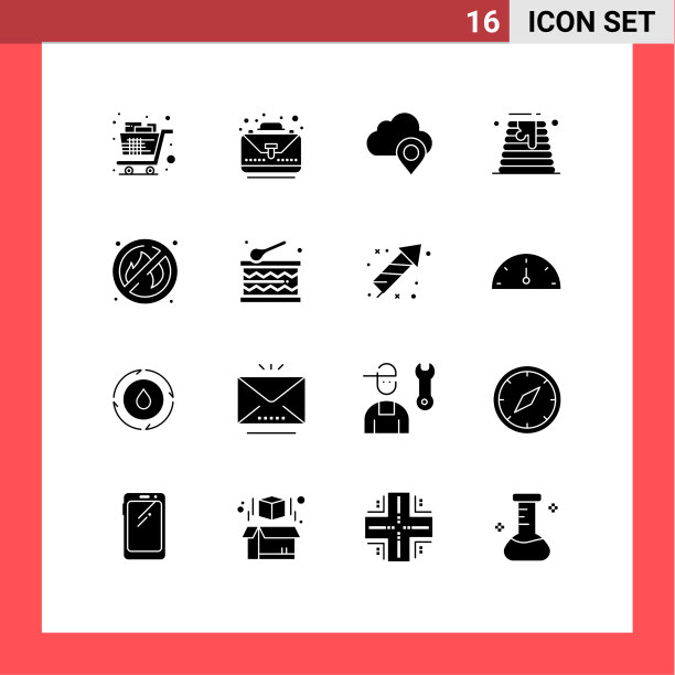 16个通用立体符号符号火图片下载