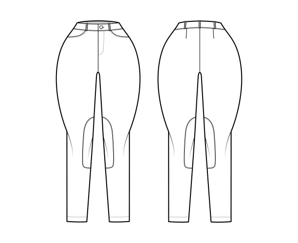 牛仔经典马裤牛仔裤技术时尚插画与正常的腰，口袋，皮带环，全长度图片下载