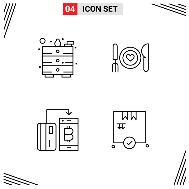 设置4个现代UI图标符号绘制图片下载