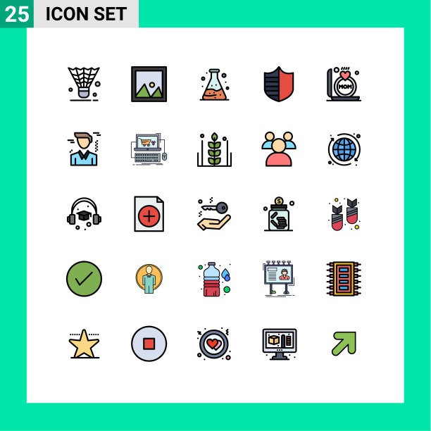 用户界面包25基本填充线平图片下载