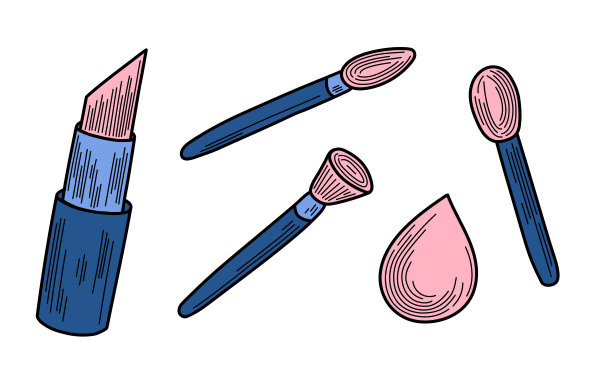 矢量插图的美容配件和护肤产品图片下载