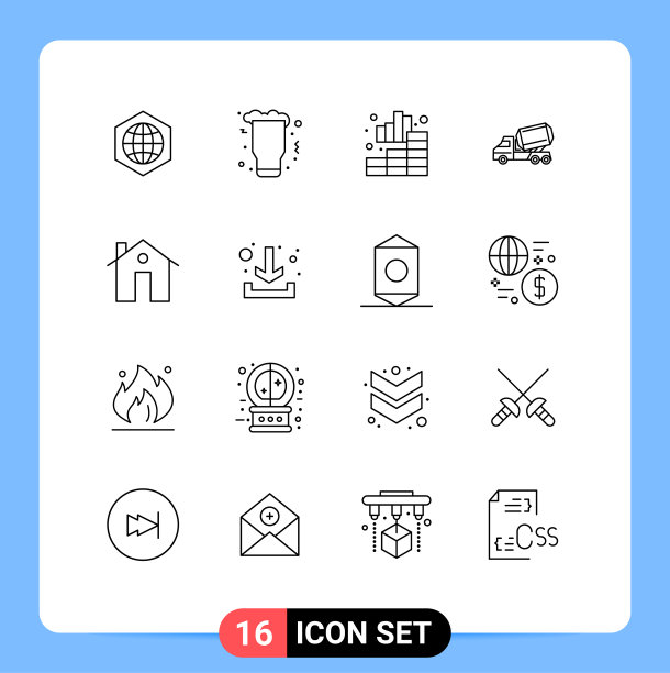 设置16个商业轮廓包辊图片下载