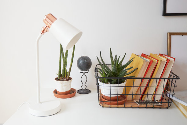 生态风格的现代最小工作场所室内。自然明亮的公寓，时尚的风格。远程工作在家图片下载