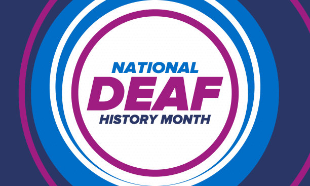 全国聋人历史月。在美国，庆祝从3月到4月。为了纪念聋人和重听人的成就。海报,明信片,旗帜。矢量图图片下载