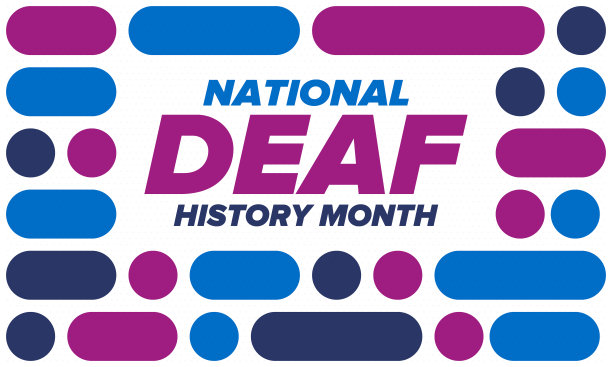 全国聋人历史月。在美国，庆祝从3月到4月。为了纪念聋人和重听人的成就。海报,明信片,旗帜。矢量图图片下载