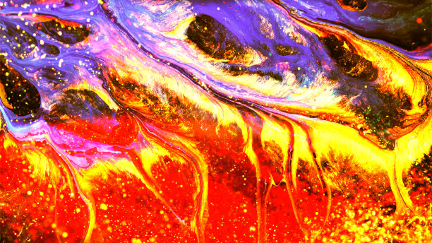美丽的抽象高分辨率图片。明亮的污渍，油漆的笔触和不同颜色的点。景深，模糊和体积图片下载