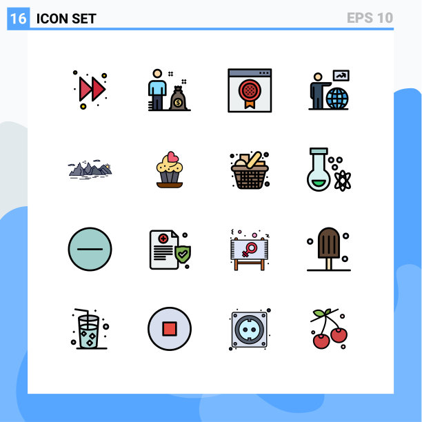 16平面颜色填充线概念的网站图片下载