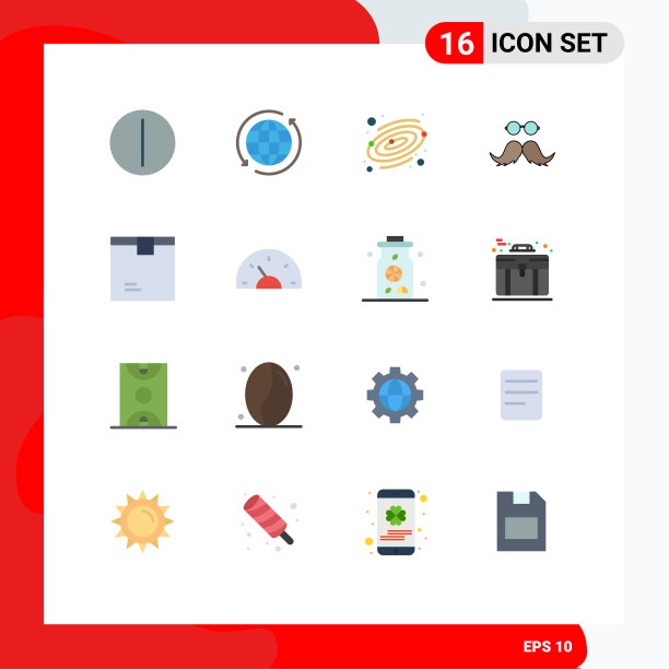 为地球设置的16种现代平面颜色图片下载