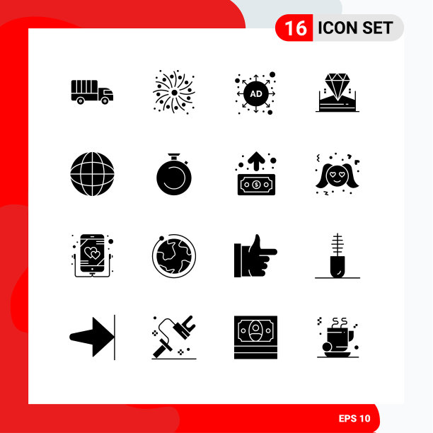 通用图标符号组16个现代立体图片下载