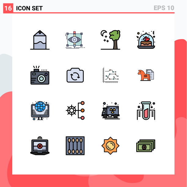 设置16商业平面彩色填充线条包图片下载