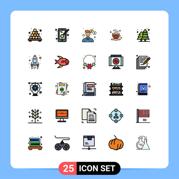 包25个创意填充线平色图片下载