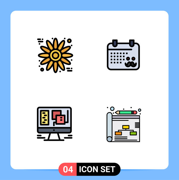 在网格上设置4个填充线的平面颜色图片下载