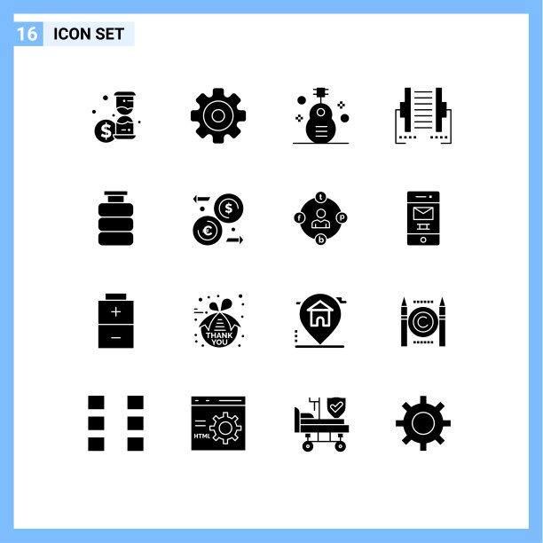 用户界面包16个基本固字形图片下载
