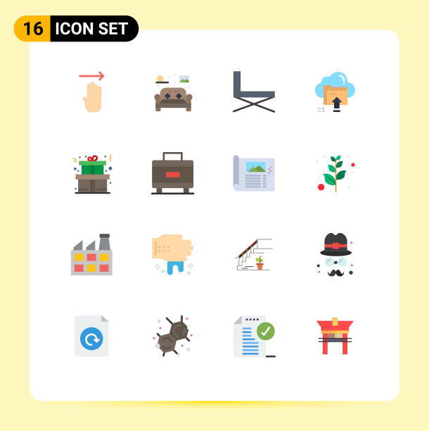 可编辑线包16个简单的平面颜色图片下载