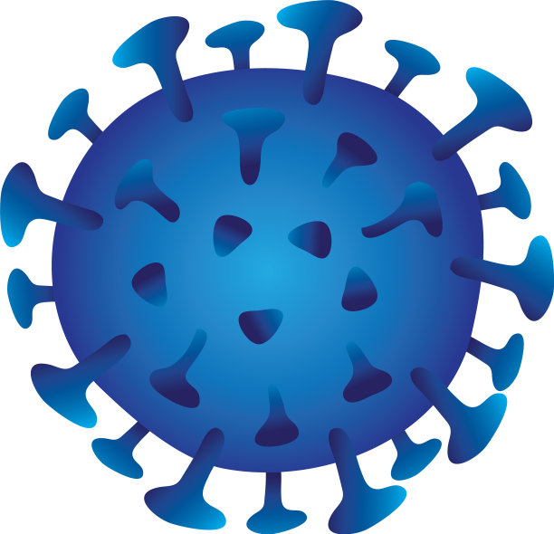 电晕病毒蓝色粒子隔离图标图片下载