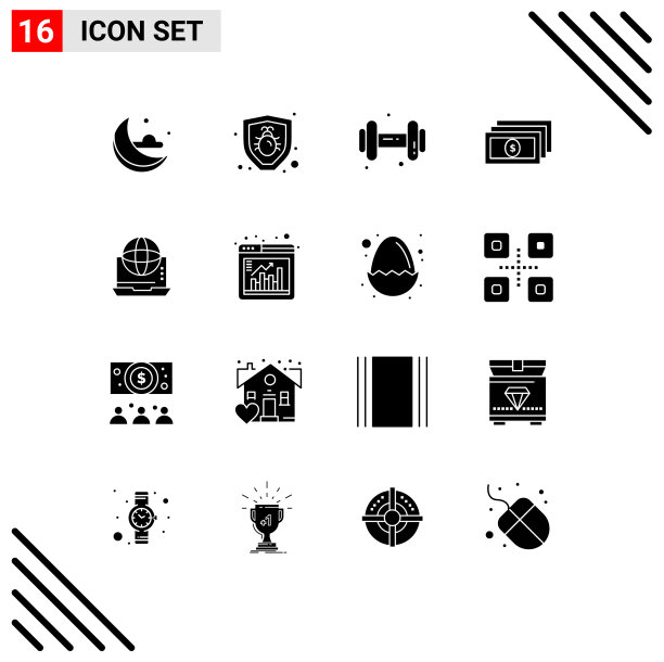 将16个实字形、符号和符号分组图片下载