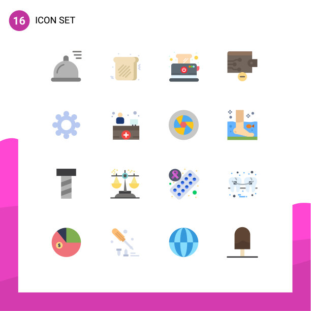 16种通用的单色标志象征着食物图片下载