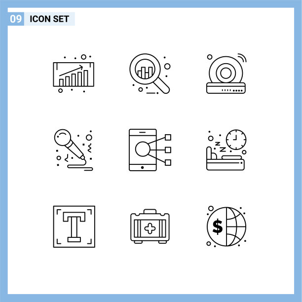 组9现代轮廓设置为电话设备图片下载