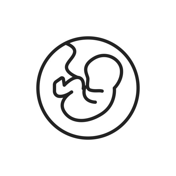 妊娠期胚胎在子宫内颜色线图标。网页的轮廓象形图。图片下载