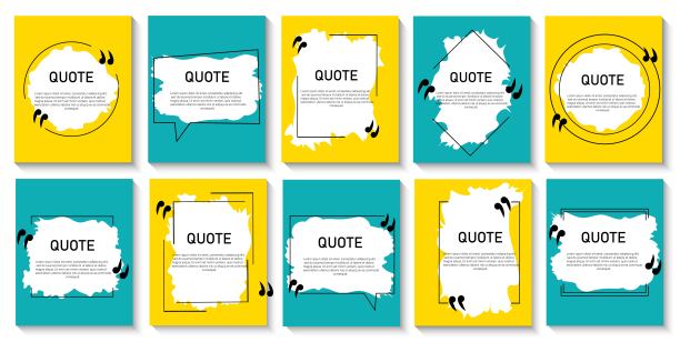一组横幅，框架为报价。气泡图标。里面有文本框的模板。明亮的海报，信息，流行的表达。带有阴影的矢量图。图片下载