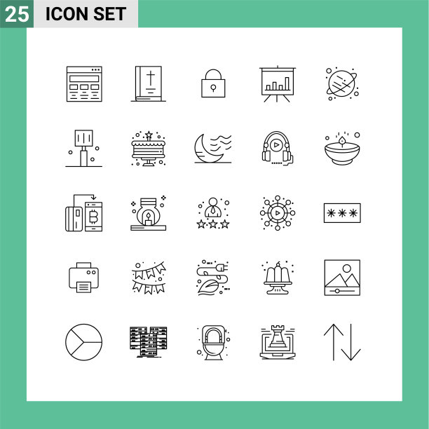 可编辑的行包25个简单的行空间图片下载