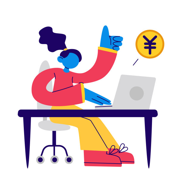 亚洲女性自由职业者，办公桌，电脑。概念远程工作，自由职业，在互联网上赚钱，在家里赚钱，在线业务。矢量插图孤立在白色上。日元硬币标志图片下载