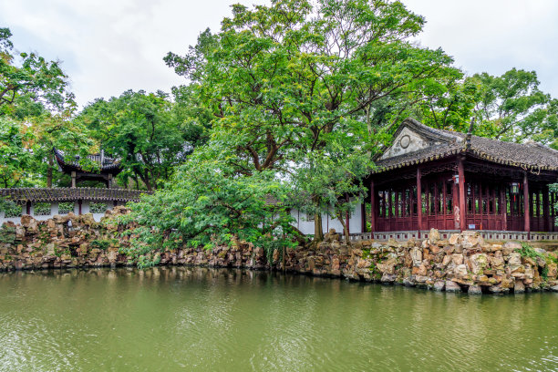 江南园林湖泊自然景观图片下载