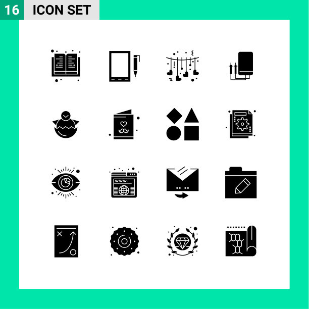 将16个实字形、符号和符号分组图片下载