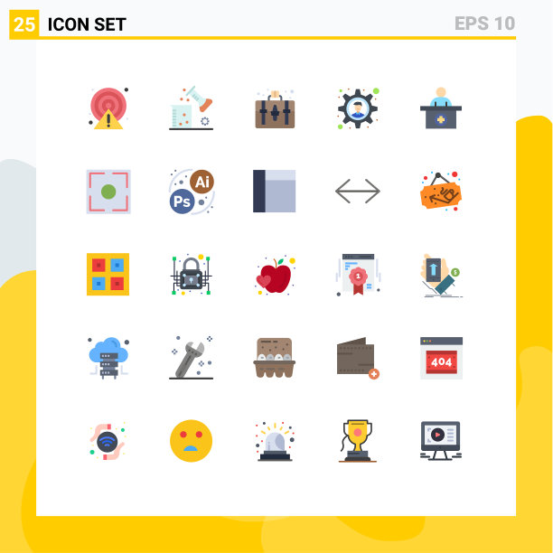 包装25个现代平面颜色的标志和符号图片下载