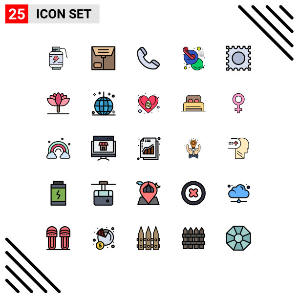 用户界面包25基本填充线平图片下载