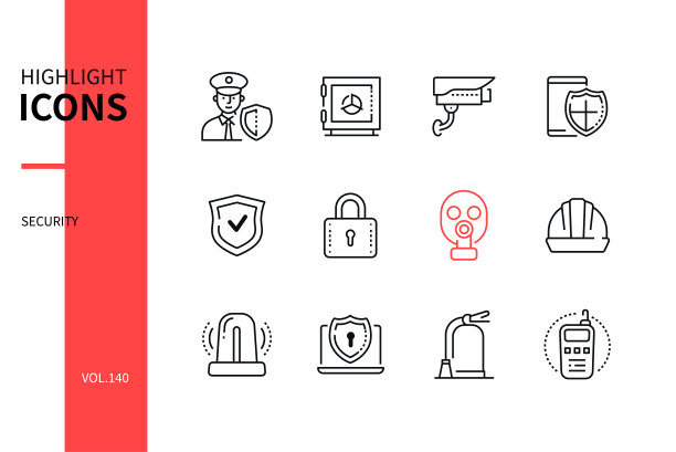 安全-现代线条设计风格图标集图片下载