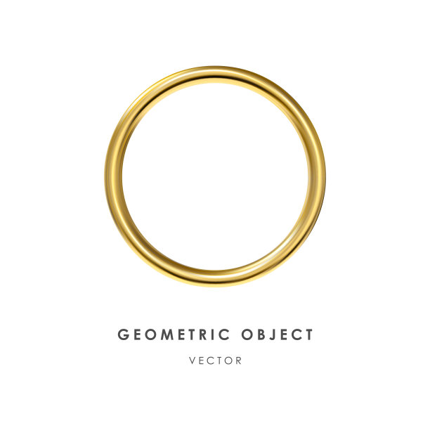 矢量3d金戒指在白色的背景。设计元素逼真，立体立体。金属质感。图片下载