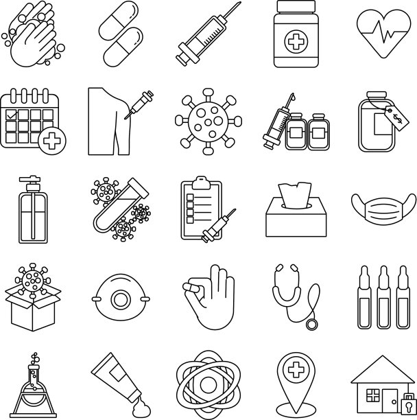 捆绑25个医疗套装图标图片下载