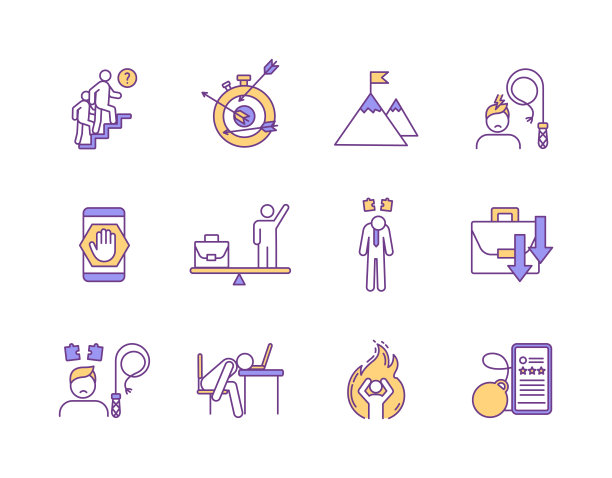 精神衰竭RGB颜色图标集图片下载