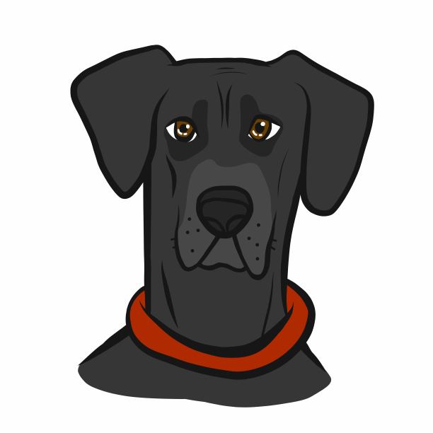 大丹狗脸卡通矢量插图图片下载