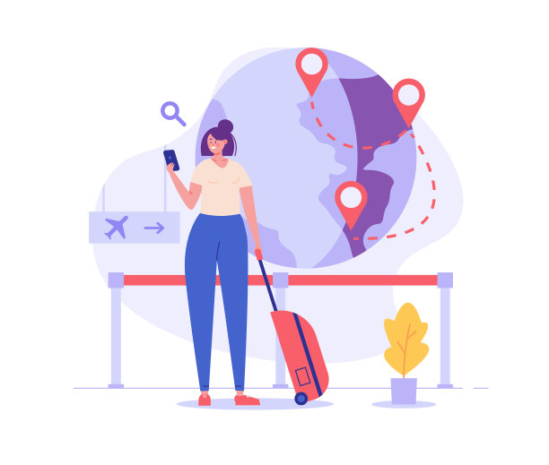 移民插图。移居国外的男人。旅客带着行李在机场。国际移民的概念，移民，环游世界。矢量插图的网页设计图片下载