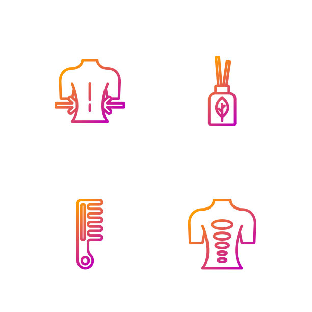 集按摩石、发刷、香薰于一体。渐变颜色图标。向量图片下载