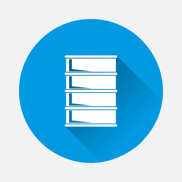 油桶矢量在蓝色背景。平面图像与长阴影。图片下载