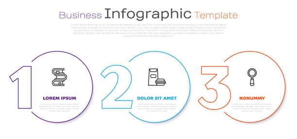 设置线书，汉堡和放大镜。业务信息模板。向量图片下载